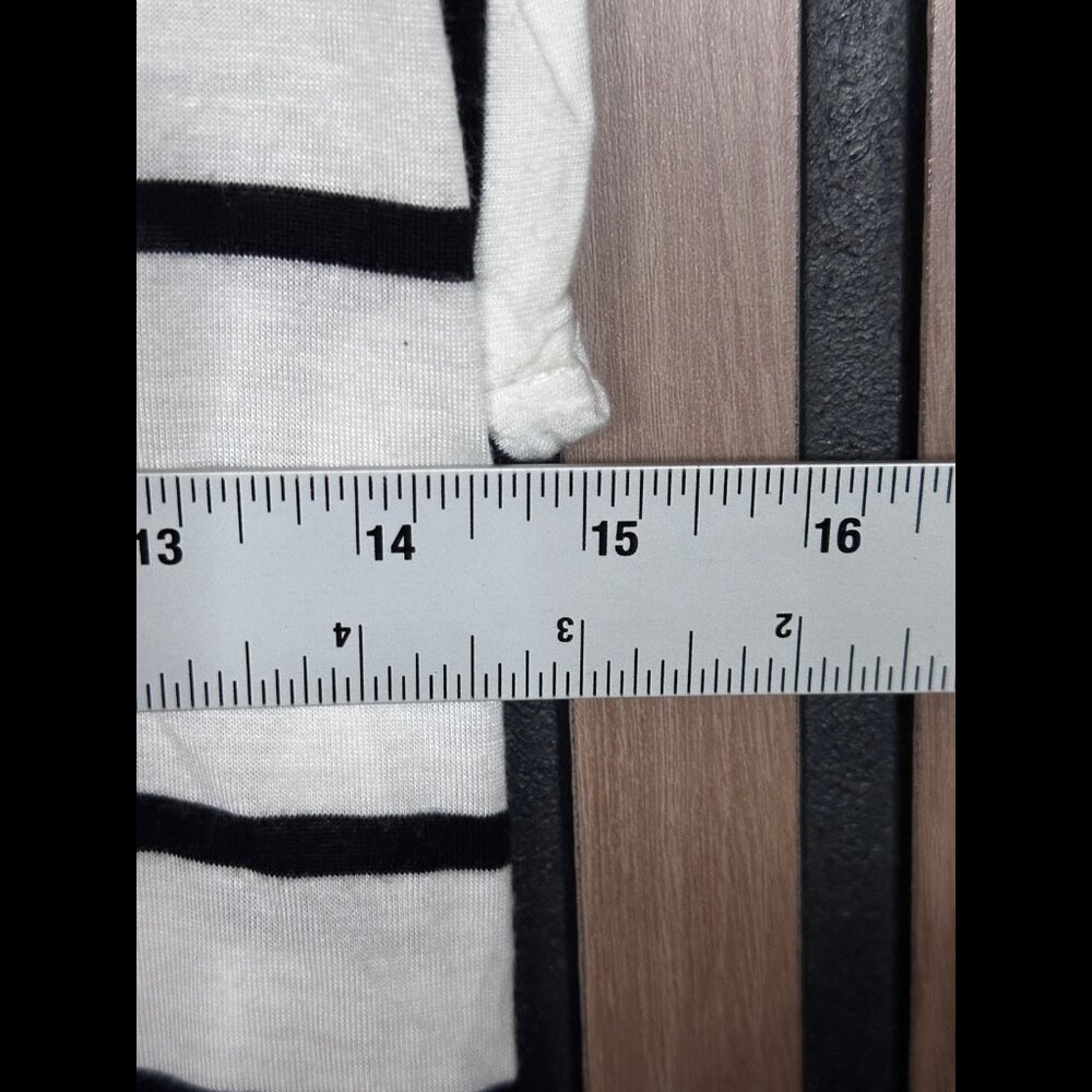 BCBG Maxazria Top Small Black White Striped Anabella Back Pinch Cap Sleeve Tank - Picture 3 of 6